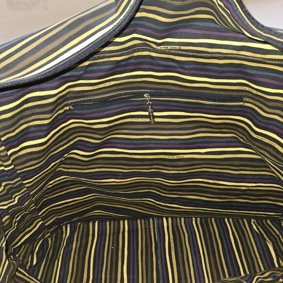 Tara Boone Striped Overnight Bag Tote Weekender Bag Large Brown Tan Pockets Hand - Picture 13 of 13